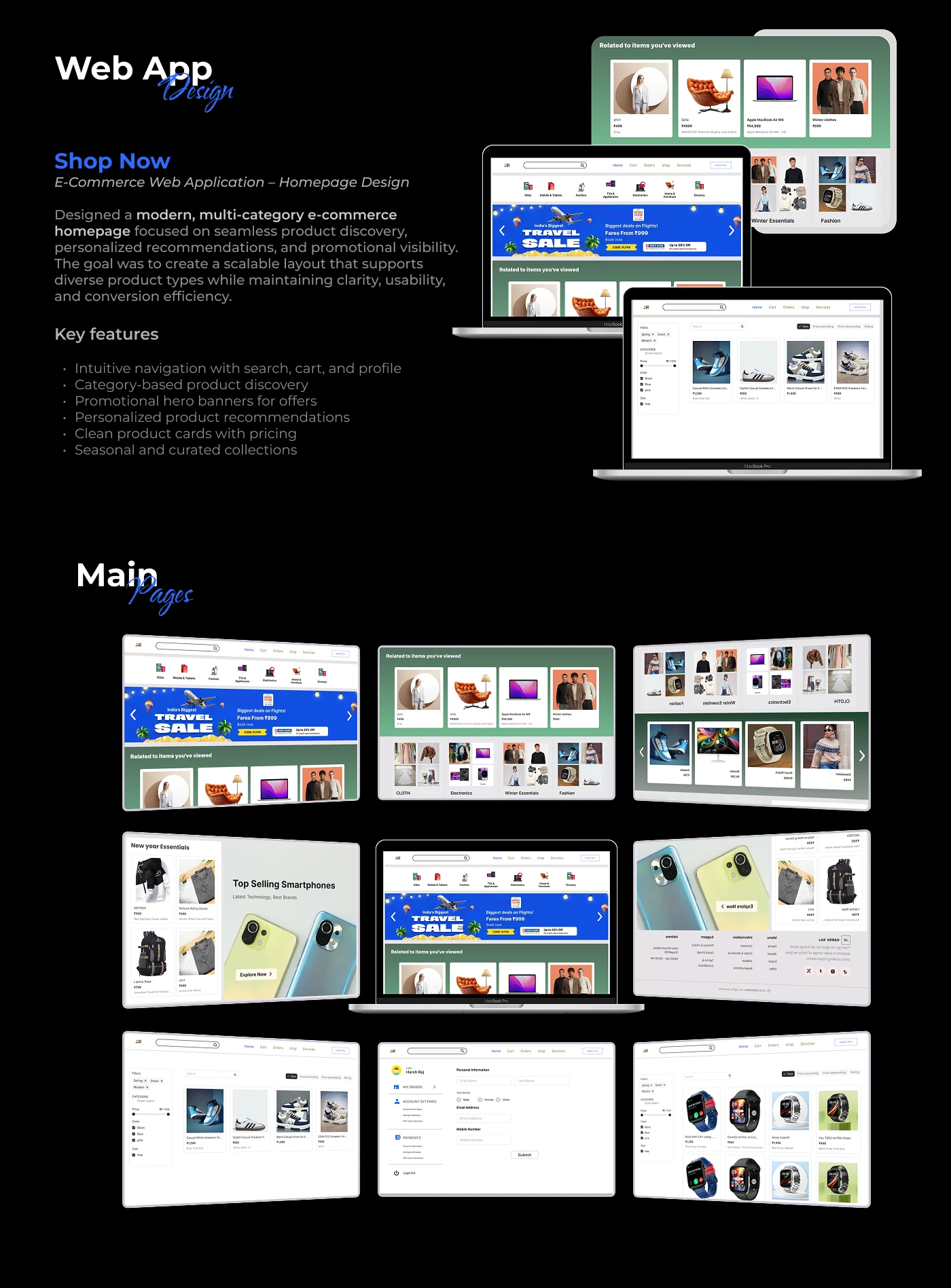 Modern E-Commerce project showing the Shop Now storefront